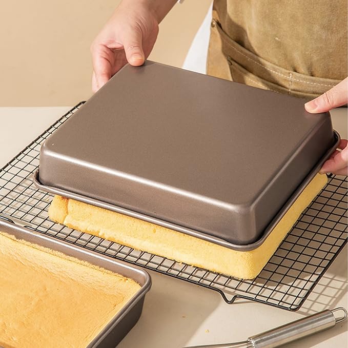 3 Pack Baking Sheet Pans, Deep Size Baking Pan Nonstick Cookie Sheet Brownie Cake Pan Bread Pan Toaster Oven Tray Bakeware (8.6 x 6.6 x 1.7'',11 x 9 x 2",12.7 x 10.6 x 2.4'')