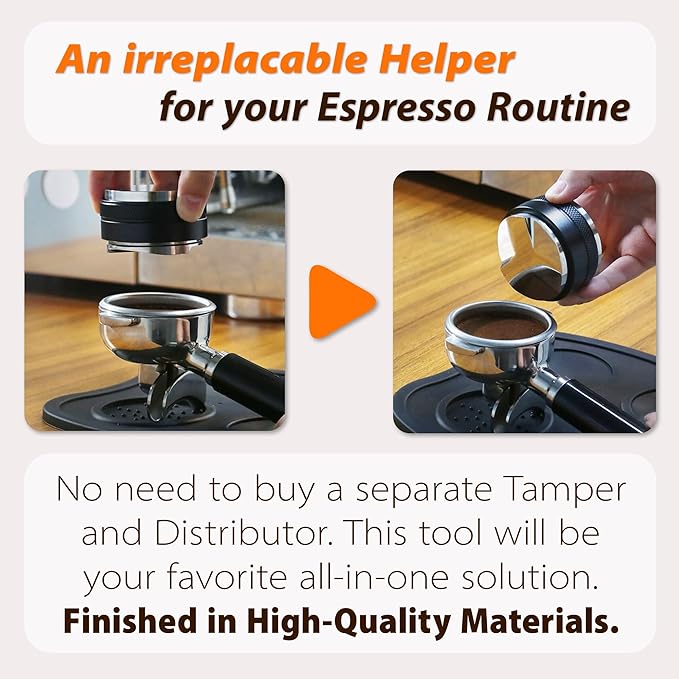 Premium Barista Espresso Tamper Set 53mm Aluminum and Stainless Steel (53mm, Aluminum Handle)