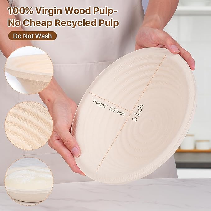 Non-Stick 11‘’ Oval Wood Pulp Banneton Bread Proofing Basket, Sourdough Banneton Basket, Bread Making Tool Brotform Sourdough Bread Baking Supplies