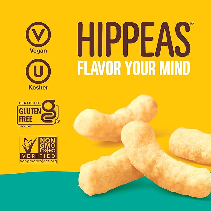 Hippeas Chickpea Puffs, Variety Pack: Vegan White Cheddar, Nacho Vibes, 0.8 Ounce (Pack of 30), 3g Protein, 2g Fiber, Vegan, Gluten-Free, Crunchy, Plant Protein Snacks