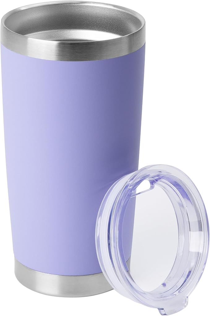 HASLE OUTFITTERS 20oz Stainless Steel Tumblers Bulk, Insulated Travel Cup with Lid, Double Wall Vacuum Coffee Mug for Cold & Hot Drinks 1 Pack, Light Purple