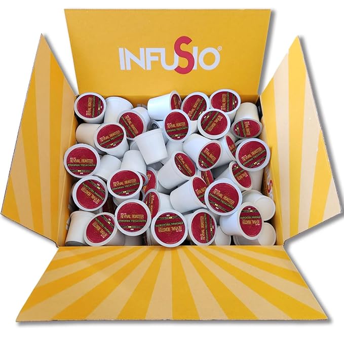 InfuSio Coffee Pods – 96 Count, Ethiopian Yirgacheffe (Light Roast Coffee) Single Serve Coffee Pods for Keurig K Cup® Brewers, Compatible with Keurig 2.0 Brewers