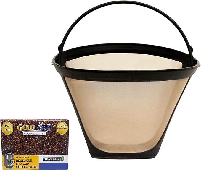 GoldTone Brand Reusable No.4 Cone Filter replaces No.4 Cone Coffee Filter and Black & Decker Permanent Coffee Filter for Black & Decker Coffee Machines and Brewers