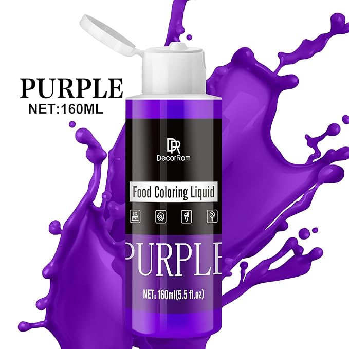 Food Coloring - Vibrant Liquid Icing Food Coloring Set for Baking, Cake Decorating, Easter Egg, Airbrush - Tasteless Food Color Dye for Fondant, Slime, DIY Crafts - 5.5 Fl.oz / 160ml Each (Purple)