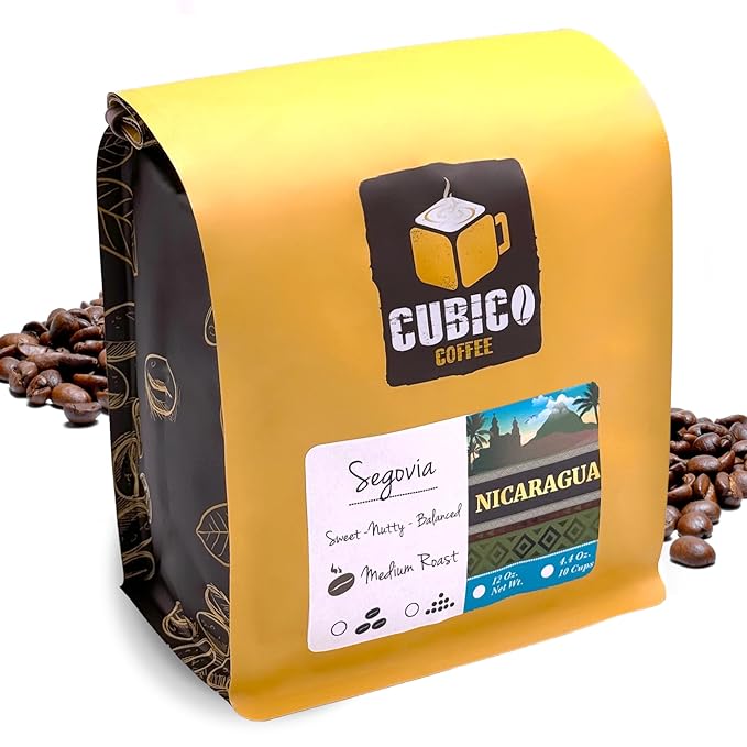 Nicaraguan Coffee, Whole Bean Coffee, Premium Nicaragua Segovia Single Origin Fresh Roasted Coffee Beans | Cubico Coffee | 12 Ounce Bag