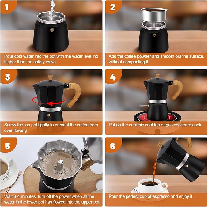 3 Cup Aluminum Espresso Stovetop Moka Pot Express Coffee Maker Percolator Italian Classic Mocha Coffee Machine for Italian and Cuban Cafe Brewing for Home & Camping 150ml 5oz