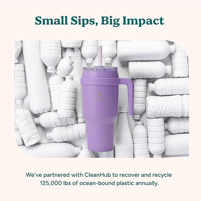 REDUCE 40 oz Stainless Steel Tumbler with Handle - Dual-Wall Vacuum Insulated Travel Mug, Sweat-Proof Lid & Reusable Straw - Keeps Drinks Cold for 24 Hrs, Fits Cupholders, Dishwasher Safe - Mojito