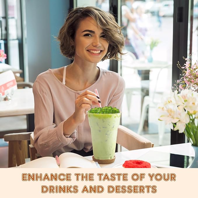 Fanale Kiwi Popping Boba Pearls, Vegan, Non GMO, Gluten Free, Fat Free, Perfect for Bubble Tea, Smoothies, Ice Cream, Desserts, and Beverages.