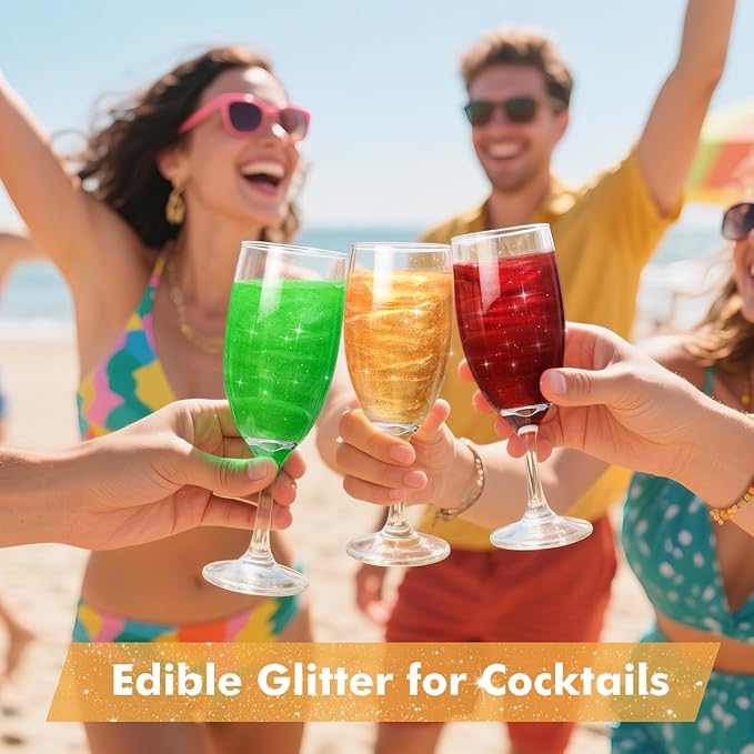 Edible Glitter for Drinks, 3 Colors Luster Dust Edible Set, 5g Food Grade Drink Glitter for Cakes Cookies Drinks Chocolate Decoration