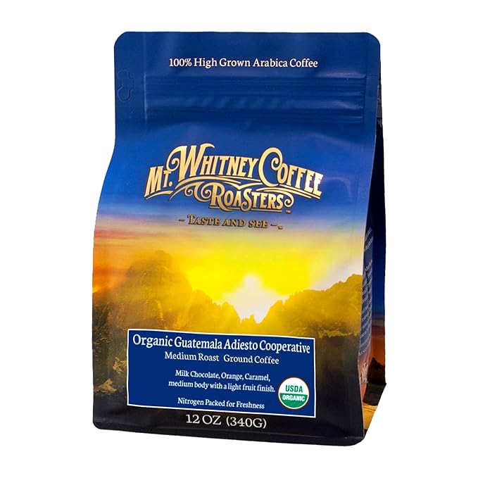 Mt. Whitney Guatemala Adiesto Cooperative Organic, Low Acid Coffee - Ground Coffee (Ground, 12oz)