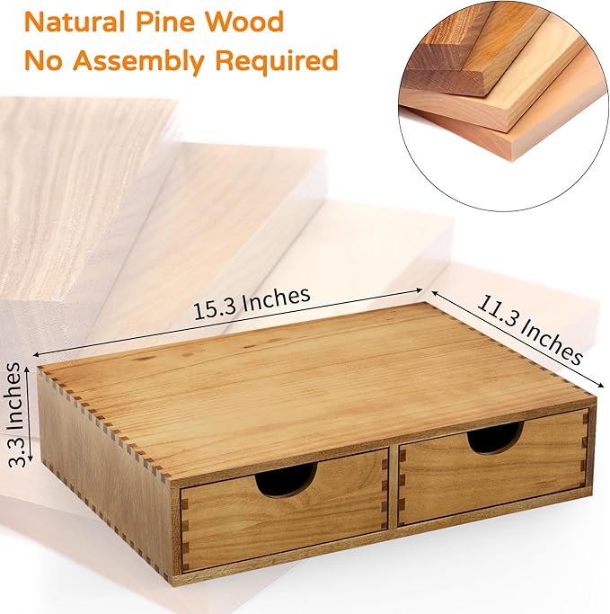Pine Wood K Cup Organizer, Coffee Pod Storage Box for Counter, Coffee Pods and Tea Organizer Holder, K Pod Drawer Coffee Maker Machine Stand for Kitchen Office Coffee Bar (30 Pods Capacity, Walnut)