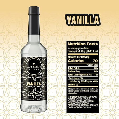 "NEW" Café Le Rou Vanilla Classic Syrup - 25.4 oz, 1 Pack with 1 Gold Pump Dispensers 25.4 Fl Oz (Pack of 1)