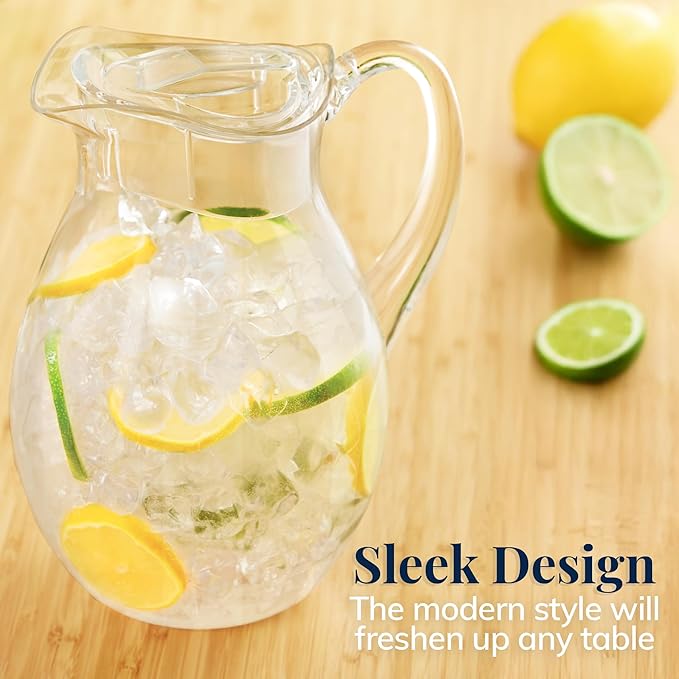 US Acrylic 72oz Acrylic Clear Acrylic Pitcher with Lid, Reusable, BPA-free, Indoor and Outdoor Pitcher for Water, Lemonade, Juice, and Soda Pop