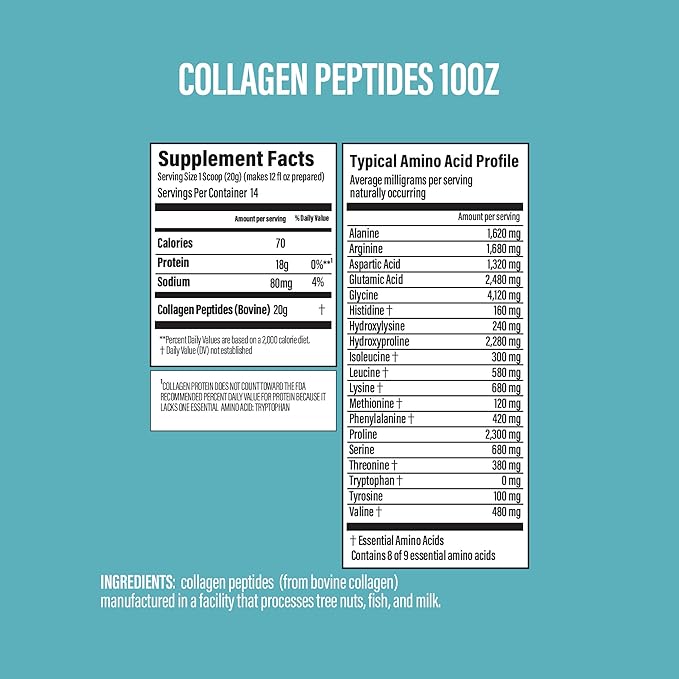BUBS Naturals Unflavored Collagen Peptides Powder, Best Proteins for Joints & Skin, Pasture Raised Grass Fed, Paleo and Keto Friendly, Whole30 Approved, Non-GMO Dairy & Gluten Free, 10oz, 14 Servings