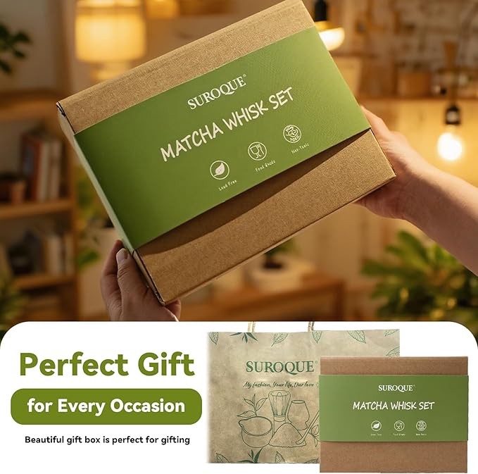 Matcha Whisk Set with Storage Box – 8 Pcs Matcha Tea Set Includes White Matcha Bowl, Whisk & Holder, Scoop & Rest, Sifter, Tea Cloth – Complete Japanese Matcha Set for Tea Lovers & Gift Giving