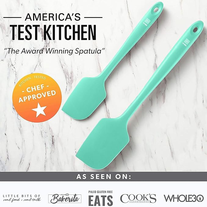 DI ORO Silicone Spatula Set - Rubber Kitchen Spatulas for Baking, Cooking, & Mixing - 600°F Heat-Resistant & BPA Free Silicone Scraper Spatulas for Nonstick Cookware - Dishwasher Safe (5pc, Mint)