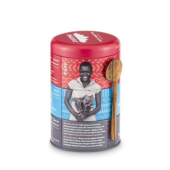 JusTea Black Tea Trio | Stacking Tins Variety Pack with Hand Carved Tea Spoon | Loose Leaf Tea | High Caffeine | Award-Winning | Fair Trade | Non-GMO