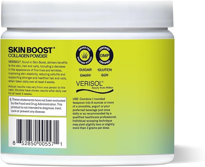 Sparkle Wellness VERISOL Bioactive Hydrolyzed Collagen Peptides | Collagen Powder Supplement with Vitamin C for Skin, Hair & Nail Health | Skin Boost (No Flavor) [50-Serves]