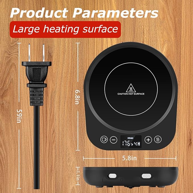PUSEE Candle Mug Warmer Electric, Auto On/Off Gravity-Induction Coffee Warmer with 9 Temp Settings, 1-9 Timer Candle Melter, Beverage Warmer for Home & Office