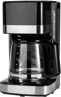 Amazon Basics 12 Cup Drip Coffee Maker, Coffee Machine with Glass Coffee Pot (1.9 Qt), Auto Shut-off, Auto Pause, Removable Filter Basket, Black & Silver
