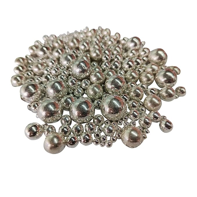 Edible Silver Sugar Pearls Candy Sprinkles 120G/ 4.23Ounce Baking Cake Sprinkles Cupcake and Cake Topper Cookie Decorations Wedding Party Valentines Halloween Christmas Supplies