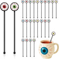 30 Pcs Halloween Swizzle Sticks Plastic Coffee and Cocktail Stirrers Fall Thanksgiving Drink Stirrers Cocktail Mixers for Halloween Fall Autumn Party Tea Coffee Bar Decoration(Horror Eyeball)