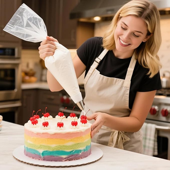 Extra Large Piping Bags Disposable 24 Inch - HOMIOVE 100Pack Clear Disposable Pastry Bags, XL Thick Non-Slip Anti Burst Piping Bags for Cakes Cookies Decoration