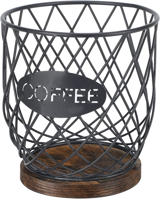 YINMIT K Cup Holder Organizer, Sturdy Coffee Pod Holder Organizer, 35 Kcup Large Capacity Storage Basket for Kitchen Counter and Office Desktop (Circular Grid)