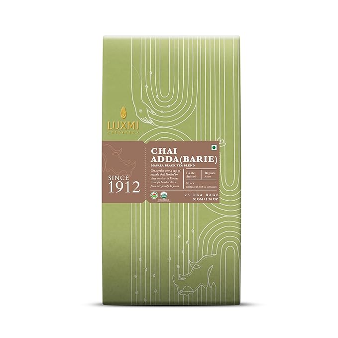 Luxmi Estates Chai Adda-Bari 25 Tea Bags (50g) Pack | Masala Chai | Certified Organic Black Tea