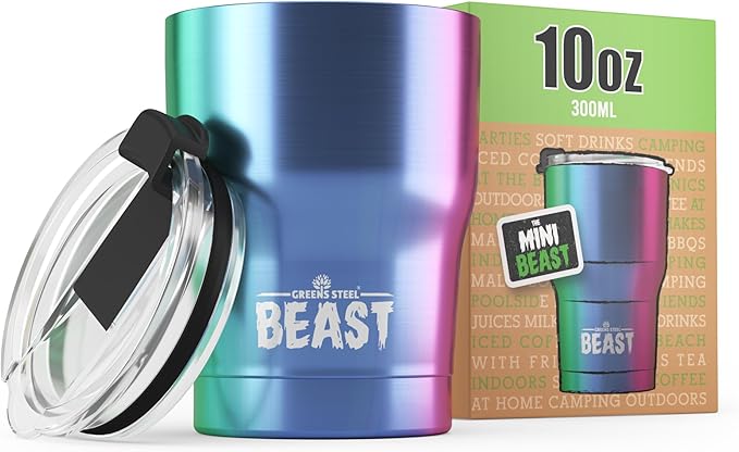 Beast 10 oz Tumbler Stainless Steel Vacuum Insulated Coffee Ice Cup Double Wall Travel Flask (Rainbow)