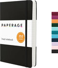 PAPERAGE Lined Journal Notebook, (Black), 252 Pages, Medium 5.6 in x 8 in - 100 GSM Thick Paper – Hardcover Journaling Notebook for Work, School & Note Taking