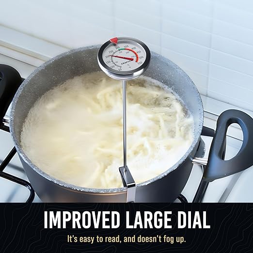 Candy Thermometer with Pot Clip - Deep Fry Oil Thermometer for Frying and Candle Making