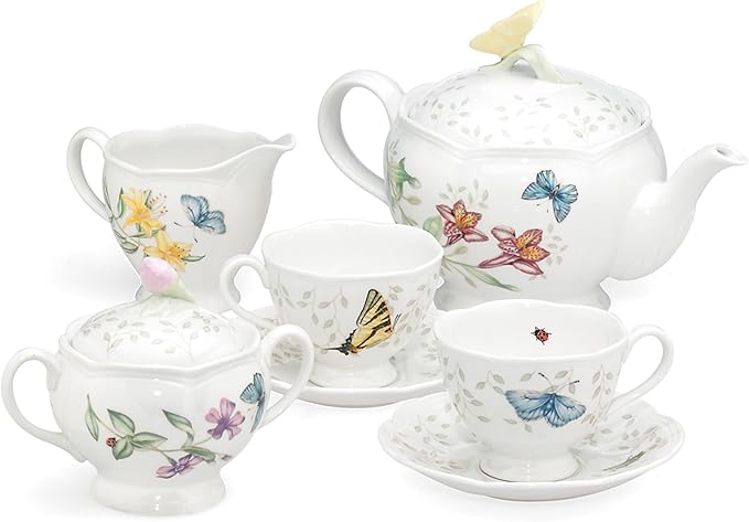 Lenox Butterfly Meadow 8-Piece Tea Set, Service for 2, White