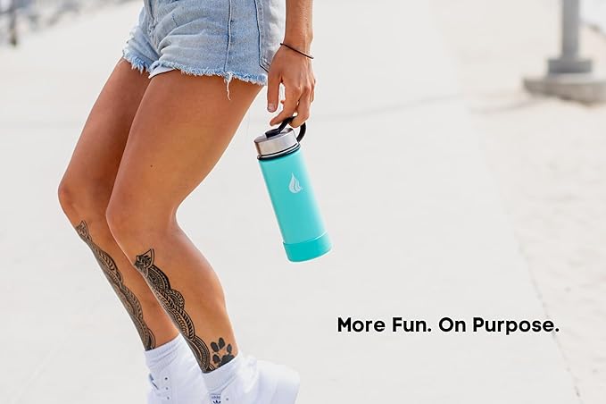 HYDRO CELL Stainless Steel Sport Water Bottle with Straw - Keeps Drinks Cold & Hot via a Leak Proof Metal Triple Insulated Vacuum Flask for All Sports and Outdoors Activities (Teal 18oz)