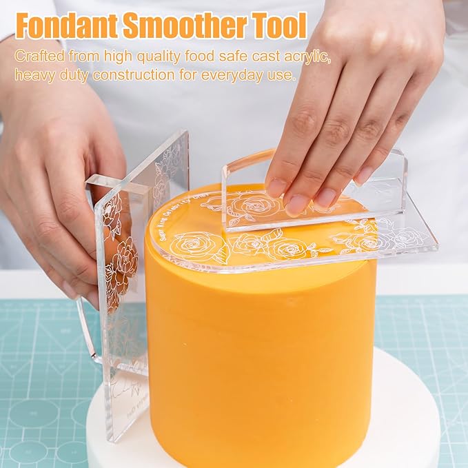KALAIEN Fondant Smoother with Handle Acrylic Cake Smoother Tool for Icing fondant tools set-Square