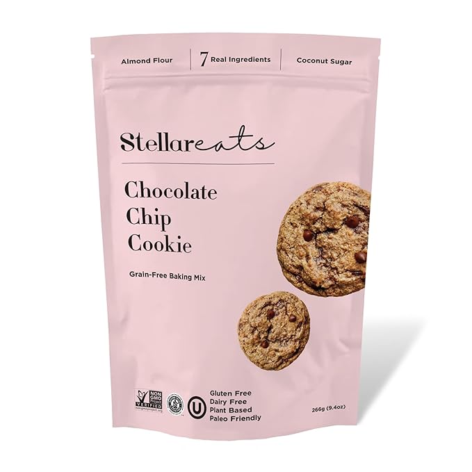 Stellar Eats Grain-Free Chocolate Chip Cookie Mix | Almond Flour-Based | Gluten-Free, Dairy-Free, Paleo-Friendly | Soft, Chewy & Fudgy | Sweetened with Unrefined Coconut Sugar | Makes 14–16 Cookies