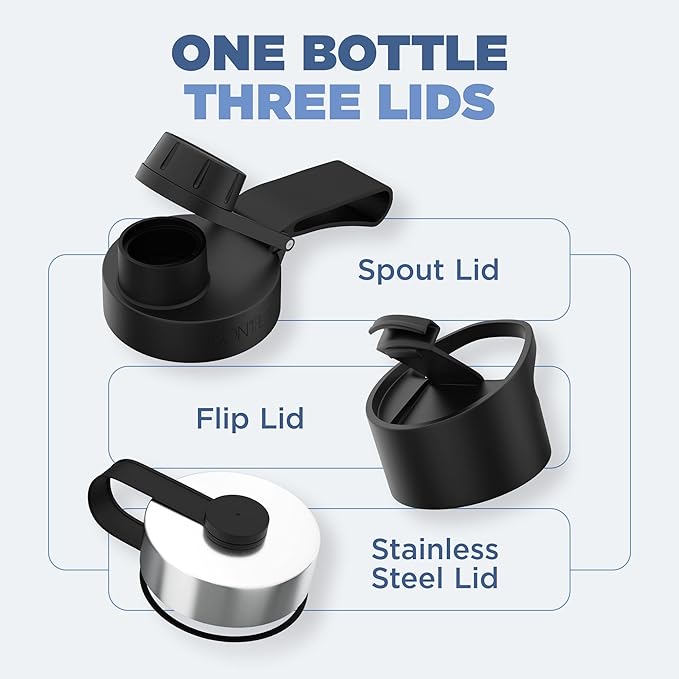 IRON °FLASK Camping & Hiking Hydration Flask with 3 Lids - Stainless Steel, Double Walled & Vacuum Insulated Water Bottle - Leak Proof & BPA Free (Twilight Blue, Spout - 32 oz)