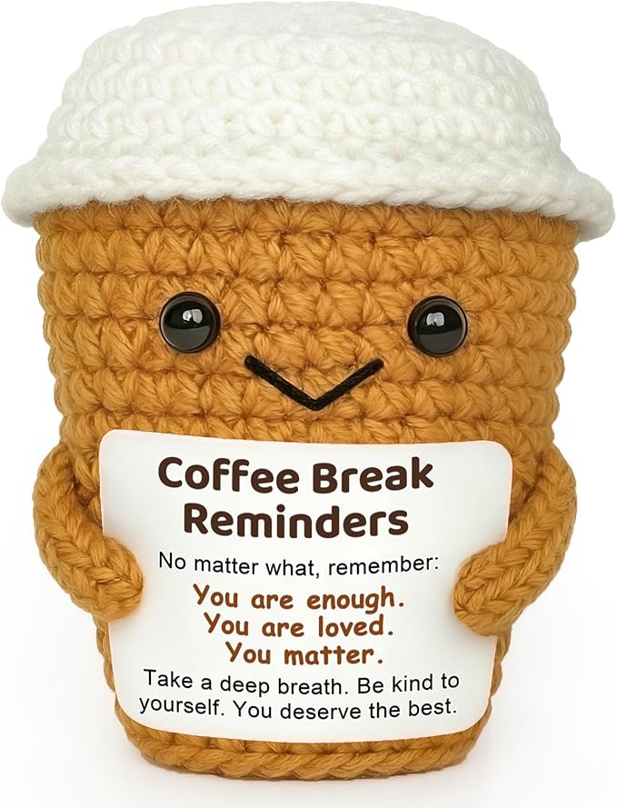 Coffee Lovers Birthday Gifts for Women Men, Positive Animals Espresso Themed Office Desk Decor, Inspirational Motivational Encouragement Little Reminders Present