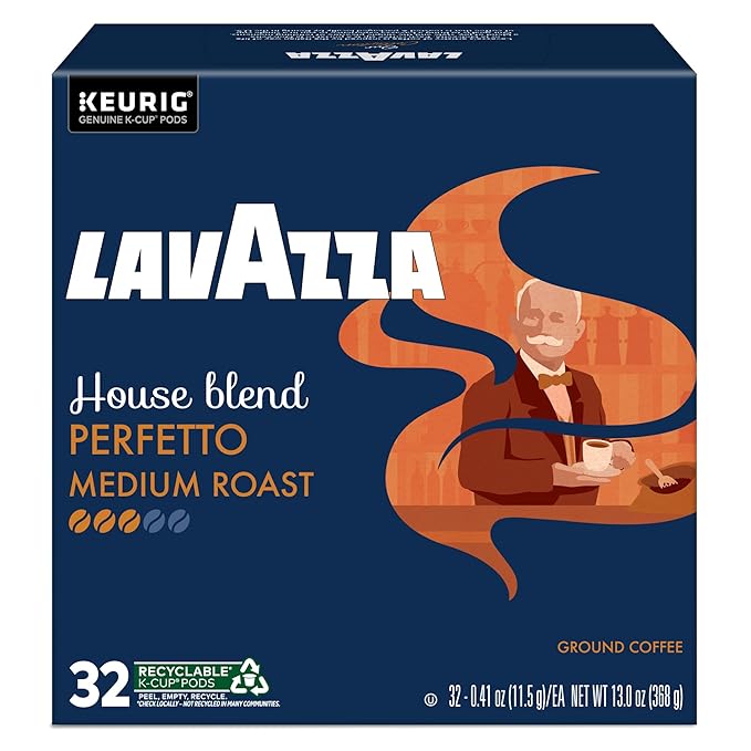 Lavazza House Blend Perfetto, Single-Serve Keurig K-Cup Pods, Medium Roast Coffee, 32-Count Box