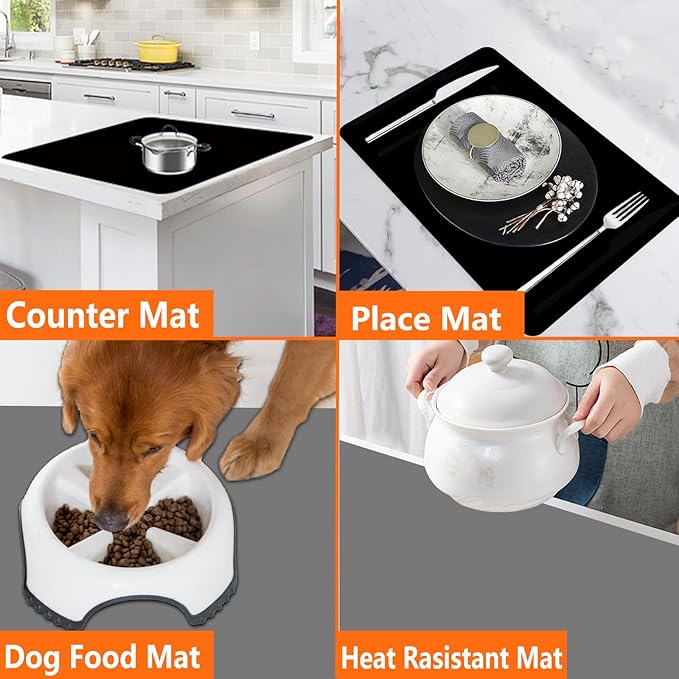 35.4''x23.6''(90cmx60cm) Extra Large Silicone Mat for Kitchen Counter, Heat Resistant Countertop Protector, Non-Slip Waterproof Kitchen Island Mat, Easy to Clean, Light Gray