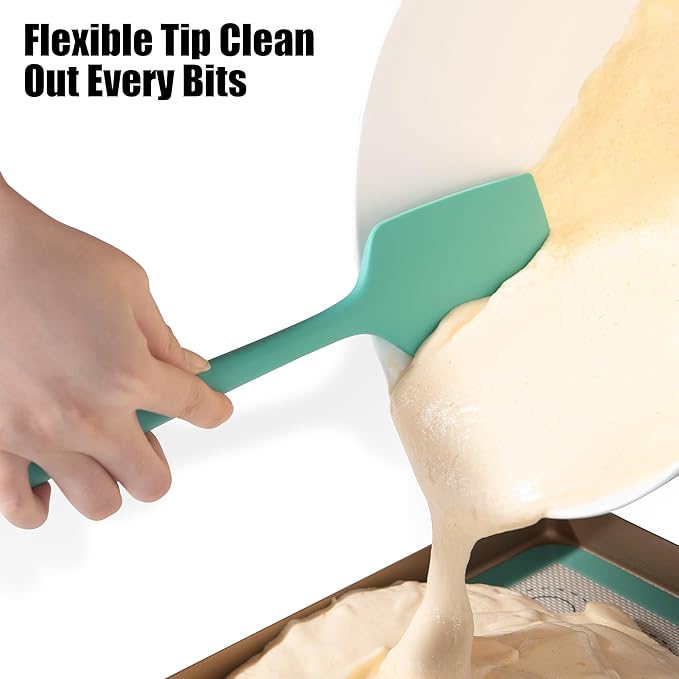 3-Piece Silicone Spatula Scrapers: Doosu 600°F Heat Resistant Food Grade Kitchen BPA Free Rubber Baking Cooking Tool Nonstick Utensil Set for Mixing, Scraping, Folding, Stirring, Serving (Multi-4)