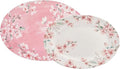 Bico Spring Sakura 16 plus 14 inch Ceramic Oval Platters Set, Set of 2, Microwave & Dishwasher Safe, for Serving Fish, Chicken, Turkey