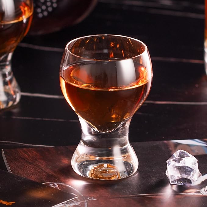 KAMMAK Shot Glasses Set of 2, 60ml/2oz Clear Espresso Shot Glass with Heavy Base for Bar Restaurants Home, Small Whiskey Shot Glass for Vodka, Whiskey, Tequila