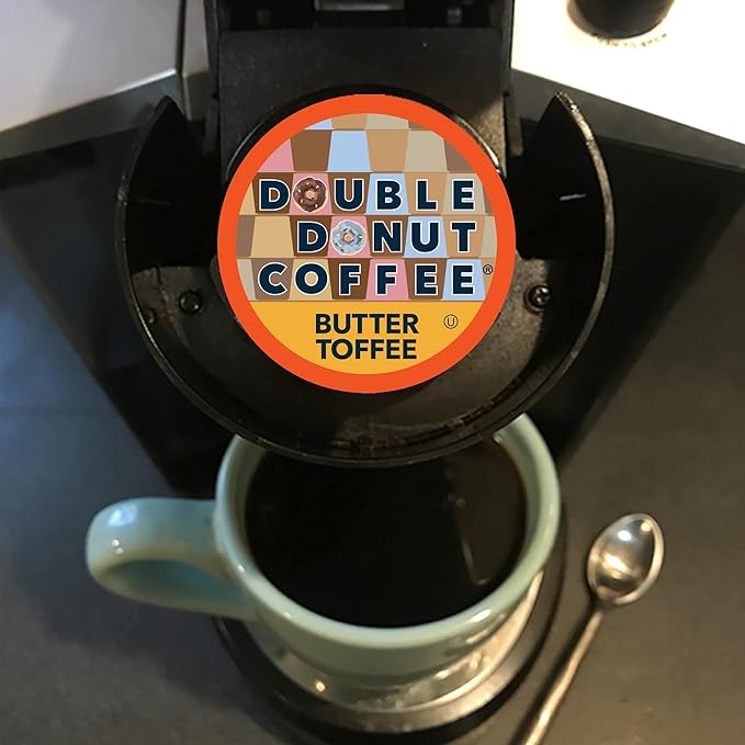 Double Donut Coffee Flavored Coffee Pods,Butter Toffee Coffee, Single Serve Medium Roast Coffee for Keurig K Cups Brewers, 48 Count