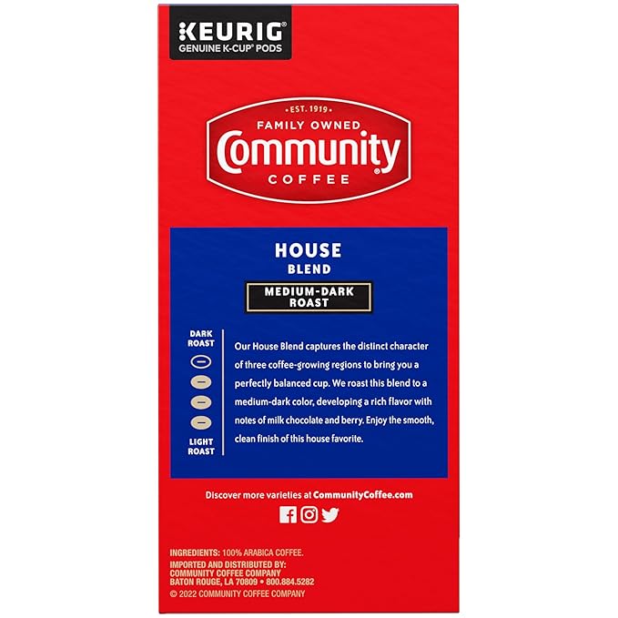 Community Coffee House Blend Medium-Dark Roast Single Serve Keurig K-Cup Pods 32 ct Box
