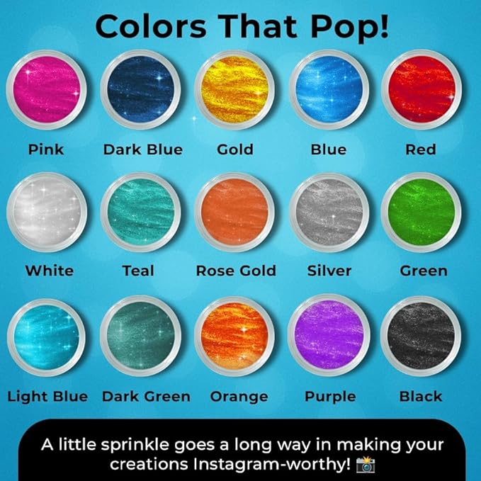 Bulk (20g) Blue Luster Dust Edible Glitter for Cocktails | Premium Edible Blue Luster Dust for Cake Decorations - Edible Glitter for Drinks Cupcakes Cookies Cakes Food Paint