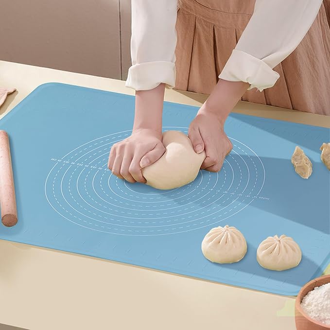 28"X20" Silicone Baking Mat Extra Large Non-stick Pastry Mat with High Edge, Dough Rolling Board for Pastry, Macarons, Pies, Bread, Cookies, Pizza, Fondant, Pasta, Food Grade Silicone Baking Supplies