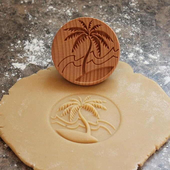 Wood Cookie Stamp, 2.5 Inch (Tropical Island CS-046)