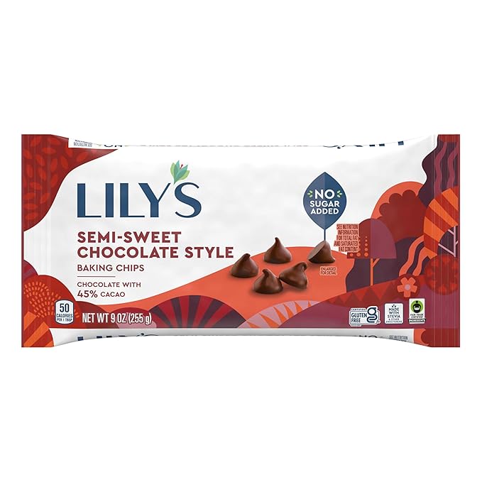 LILY'S Semi-Sweet Chocolate Style No Sugar Added, Baking Chips Bag, 9 oz