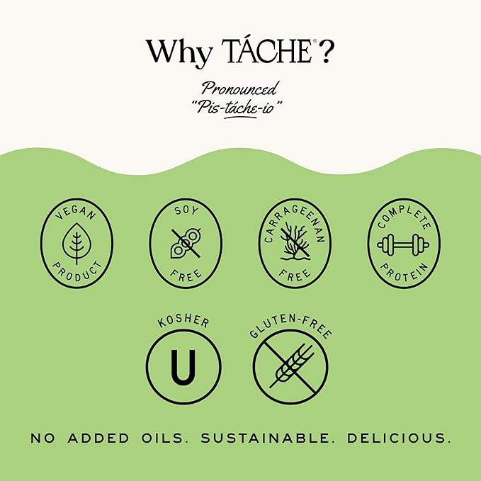 Táche Unsweetened Barista Pistachio Milk, Plant-Based Pistachio Creamer for Coffee and Lattes, Frothy, Vegan Pistachio Cream with No Added Oil, Dairy-Free Milk Alternative, (32oz, 6-Pack)
